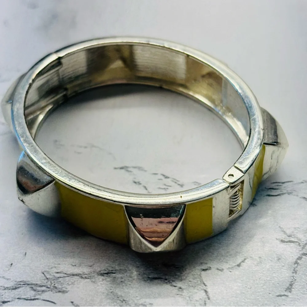 Silver and Yellow Geometric Bangle
